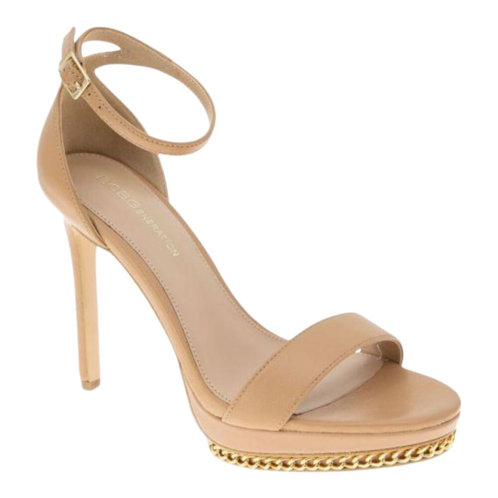 BCBGeneration Women's Noelli Chain Detailed High Heel Platform Sandal Tan Size 9
